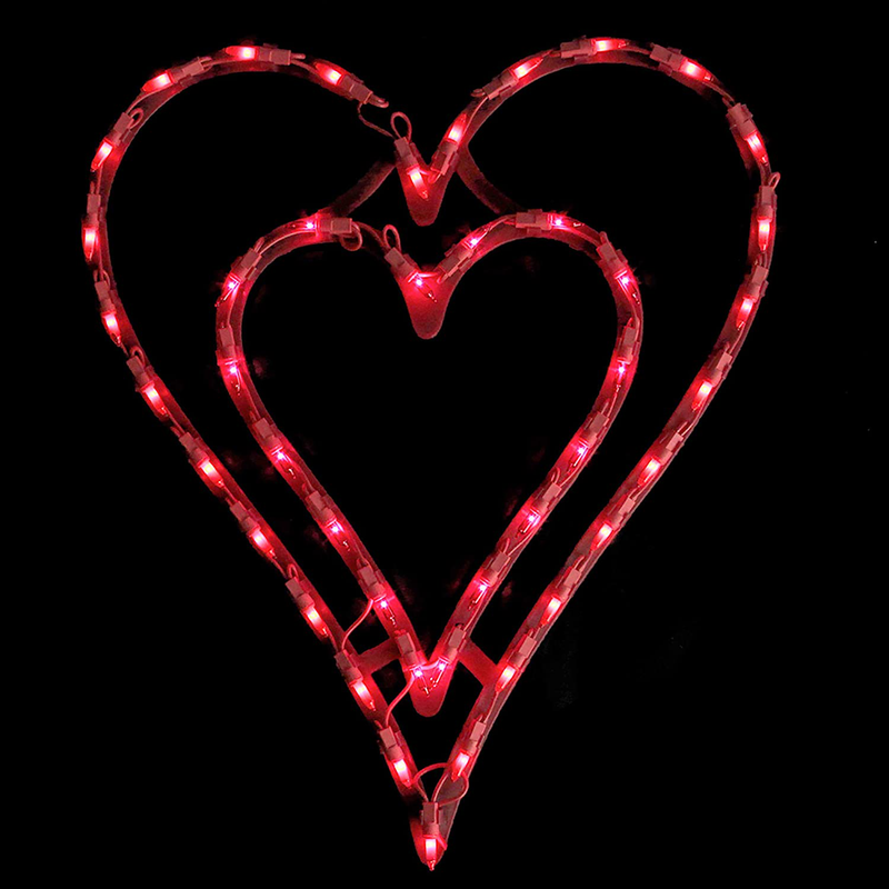 IMPACT 17" Lighted Valentine'S Day Double Heart Window Silhouette Decoration Home & Garden > Decor > Seasonal & Holiday Decorations Impact   