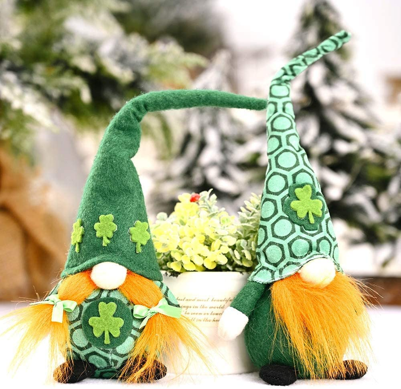 Set of 2 St. Patrick'S Day Gnome Decorations Handmade Irish Leprechaun Nisse for Irish Saint Paddy'S Day Gift Shamrock Tomte Elf Dwarf Scandinavian Folklore Household Ornaments Spring Gnome Arts & Entertainment > Party & Celebration > Party Supplies NVG   