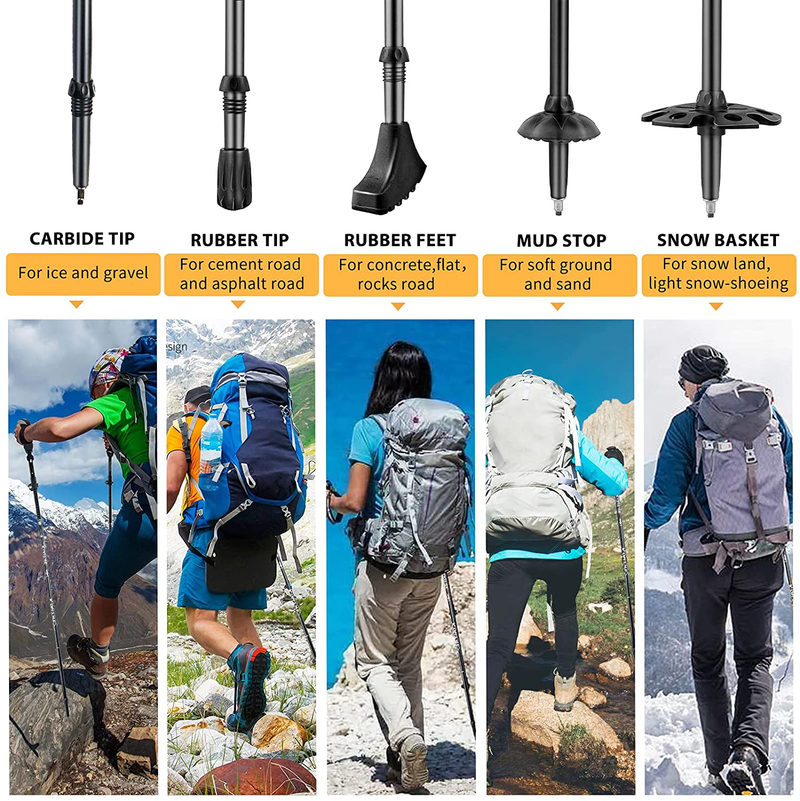 Kiaitre Trekking Poles for Hiking Collapsible – 2Pc Pack Hiking Poles with Double Lock Design, Aerospace Grade 7075 Aluminum Trekking Sticks for Hiking, Walking and Camping(Full Sets of Accessories) Sporting Goods > Outdoor Recreation > Camping & Hiking > Hiking Poles Kiaitre   