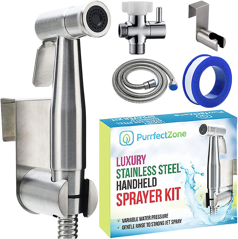 Purrfectzone Bidet Sprayer for Toilet Handheld Sprayer Kit Hand Held Bidet Shower Faucets Cloth Diaper Sprayer Set