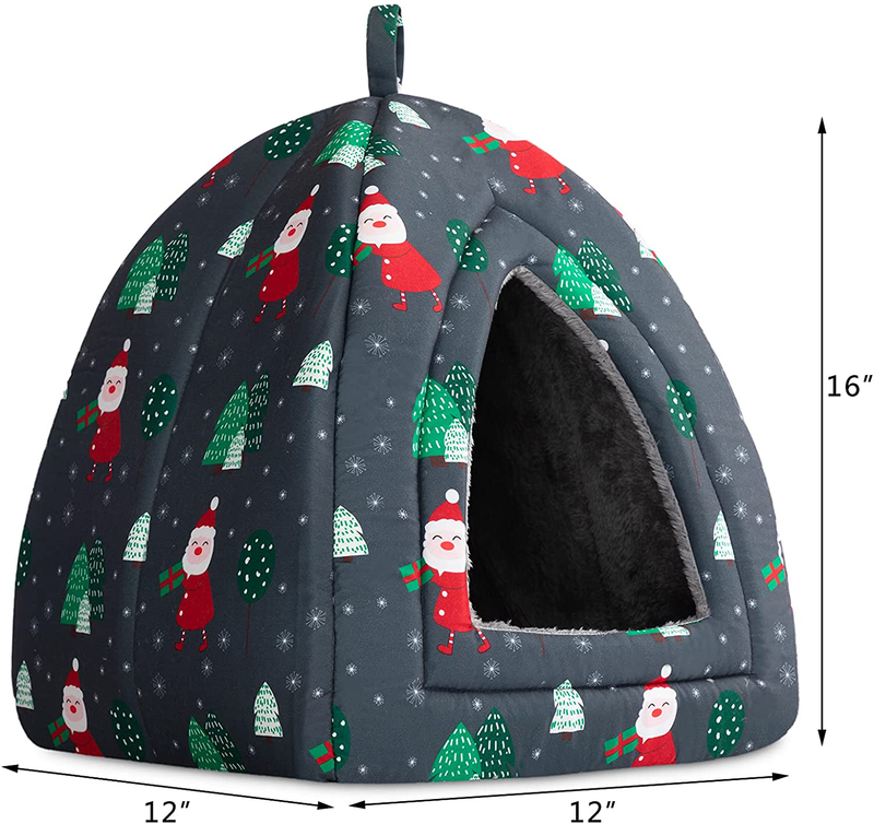 Hollypet Self-Warming 2 in 1 Foldable Comfortable Triangle Cat Bed Tent House Christmas Pet Bed Animals & Pet Supplies > Pet Supplies > Cat Supplies > Cat Beds Hollypet   