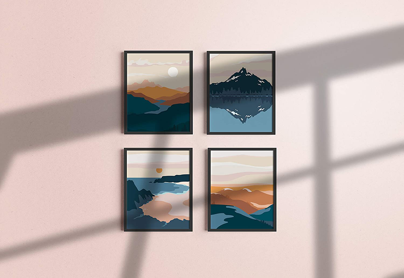 Nature Wall Art Prints Landscape Mountain Decor - by Haus and Hues | Mid-Century Wall Art | Modern Wall Decor Mountain Wall Art | Mountain Art Wall Decor (UNFRAMED) (8x10) Home & Garden > Decor > Artwork > Posters, Prints, & Visual Artwork HAUS AND HUES   