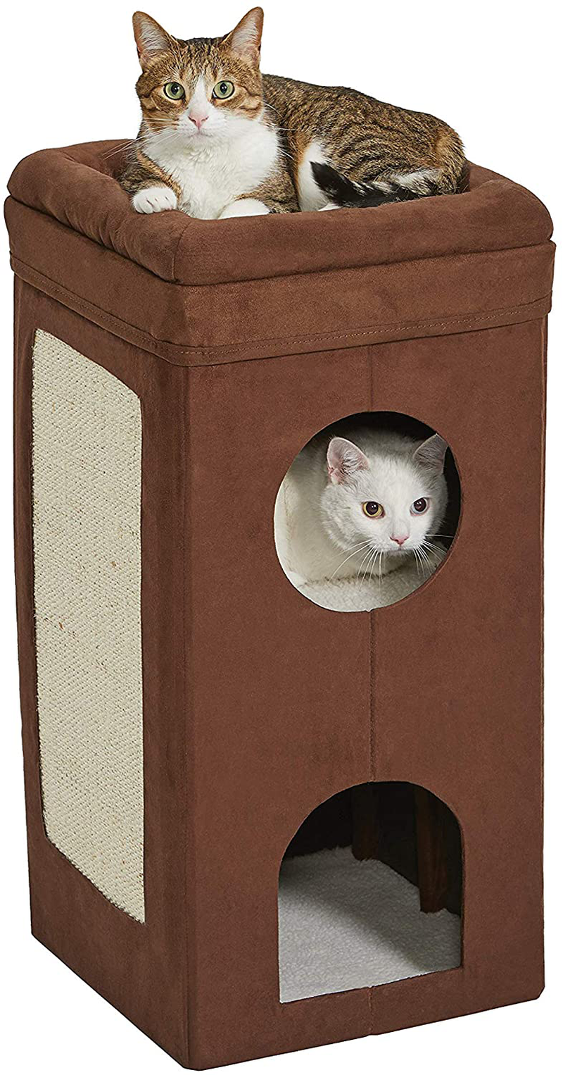 Midwest Curious Cat Cube, Cat House / Cat Condo Animals & Pet Supplies > Pet Supplies > Cat Supplies > Cat Beds MidWest Homes For Pets Brown Double Story  