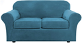 Real Velvet Plush 3 Piece Stretch Sofa Covers Couch Covers for 2 Cushion Couch Loveseat Covers (Base Cover Plus 2 Individual Cushion Covers) Feature Thick Soft Stay in Place (Medium Sofa, Ivory) Home & Garden > Decor > Chair & Sofa Cushions H.VERSAILTEX Peacock Blue Medium 