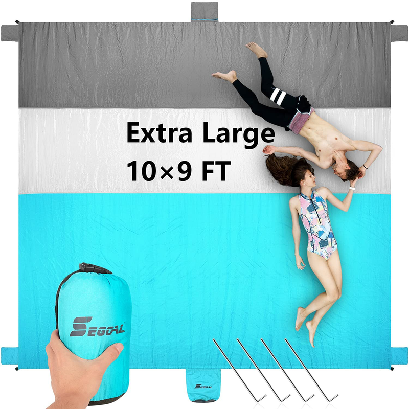SEGOAL Sand Free Beach Blanket Large Oversized Waterproof Soft Lightweight Durable Quick Drying Portable Sand Proof Mat for Adults Family Picnic Travel Camping Hiking with 4 Corner Pockets Home & Garden > Lawn & Garden > Outdoor Living > Outdoor Blankets > Picnic Blankets SEGOAL Blue 10' X 9' 