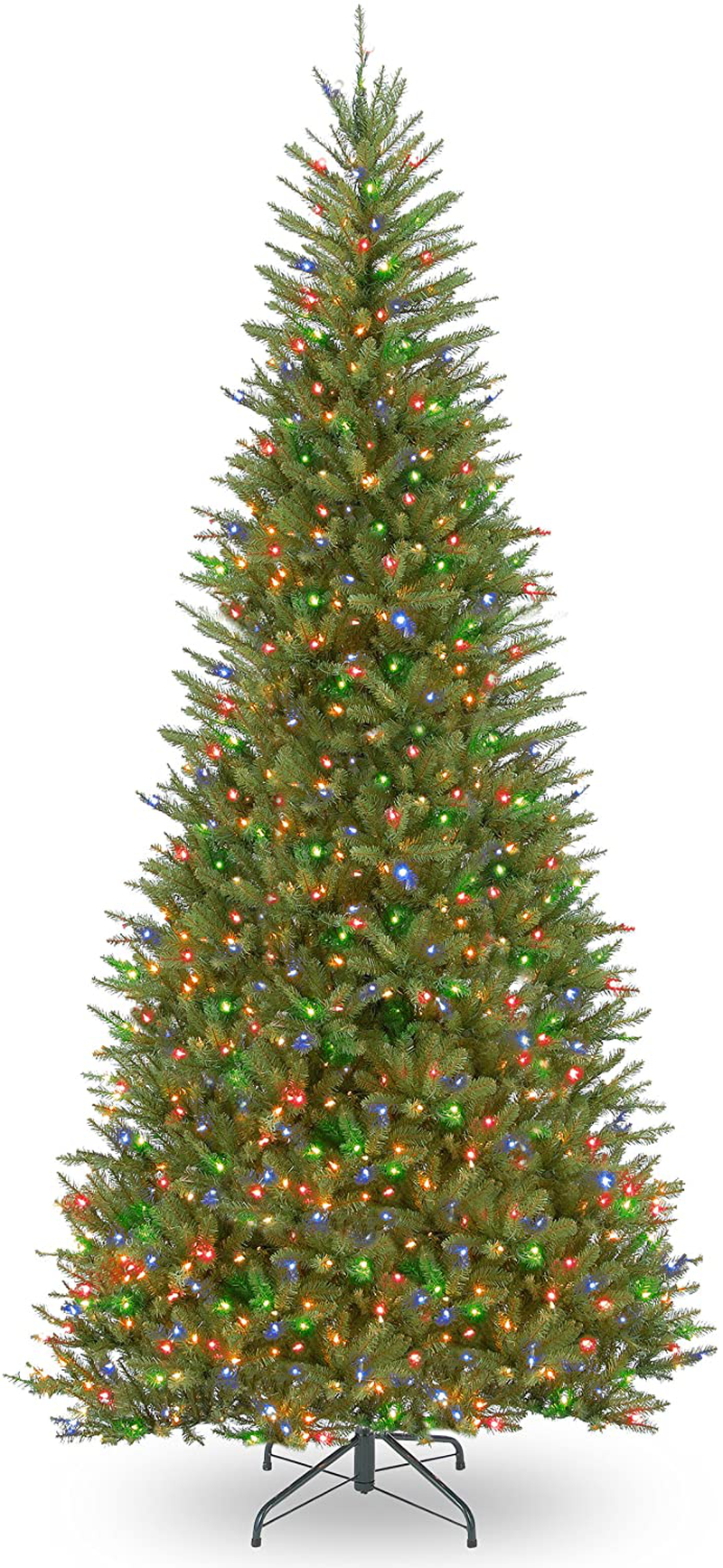 National Tree Company Pre-lit Artificial Christmas Tree | Includes Pre-strung Multi-Color Lights and Stand | Dunhill Fir Slim - 6.5 ft