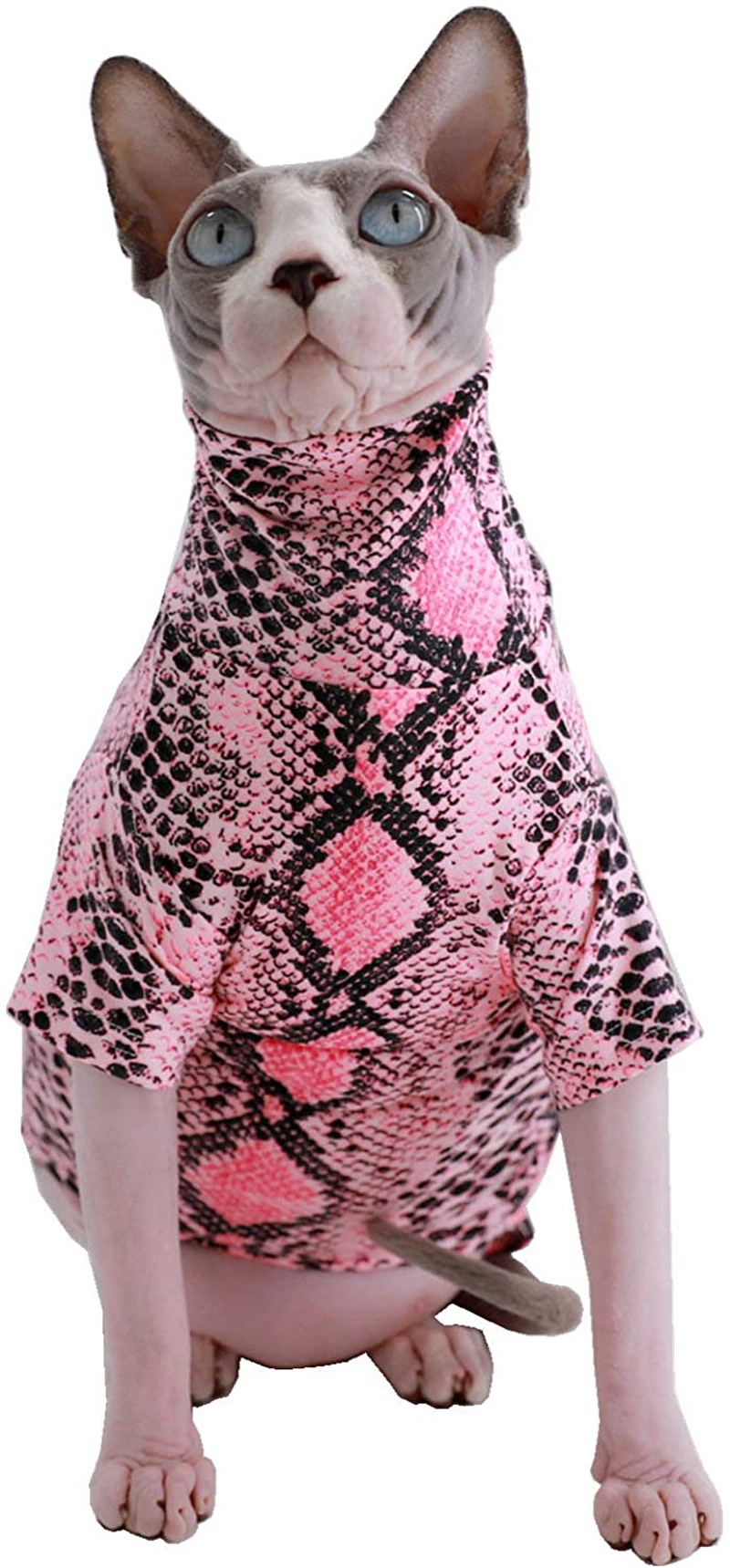 Limited Edition Cool Sphynx Hairless Cat Summer Snake Skin Pattern Cotton T-Shirts Pet Clothes, round Collar Vest Kitten Shirts Sleeveless, Cats & Small Dogs Apparel Animals & Pet Supplies > Pet Supplies > Cat Supplies > Cat Apparel Kitipcoo Hot Pink Large (Pack of 1) 