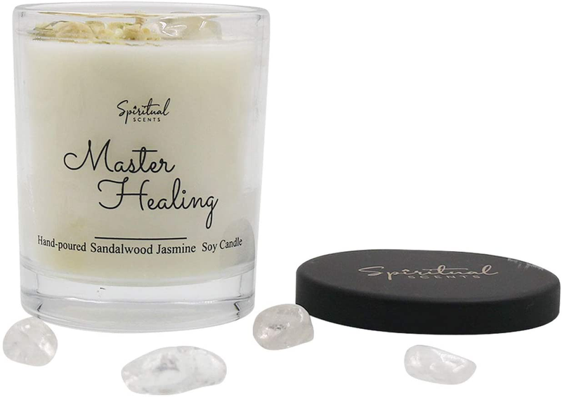 Master Healing Candle with Clear Quartz Crystal/Manifest Healing, Spiritual Cleansing/Open, Activate, and Align All of The Chakras/Banishes All Negative Energy/Sandalwood Jasmin Scented Candle Home & Garden > Decor > Home Fragrances > Candles Spiritual Scents   