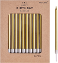 PHD CAKE 24-Count Colorful Long Thin Birthday Candles for Cake Party, Anniversary Cake Candles, Weddings Cake Decorations, Baby Shower Home & Garden > Decor > Home Fragrances > Candles PHD CAKE Gold  