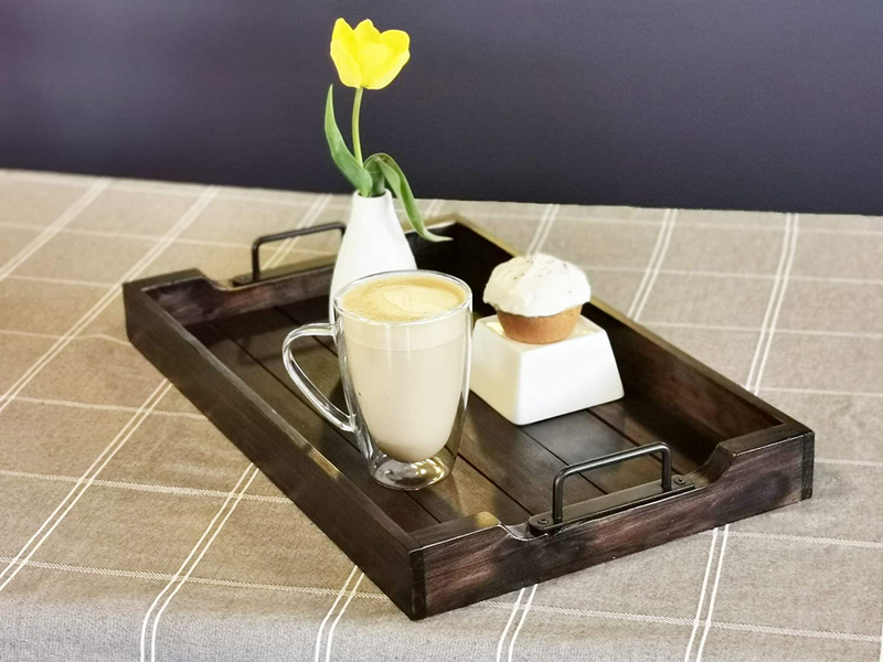 Coffee Table Serving Tray - Rustic Style Farmhouse Decor - Metal Handles - Perfect for Parties, Serving, and Decoration! Home & Garden > Decor > Decorative Trays Swayle   