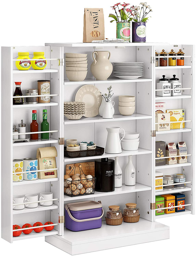 Function Home 41" Farmhouse Kitchen Pantry, Storage Cabinet with Doors and Adjustable Shelves for Kitchen, Living Room and Dinning Room in White Home & Garden > Kitchen & Dining > Food Storage Function Home White  