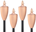 Legends Direct Set of 4, Premium Metal Patio Torches, 53" Tall- Tiki Style/w Snuffer, Fiberglass Wick & Large 20oz Oil Lamp for Deck, Patio, Lawn, Garden, Luau (Large Smooth Copper) Home & Garden > Lighting Accessories > Oil Lamp Fuel Legends Direct Large Hammered Copper 4 
