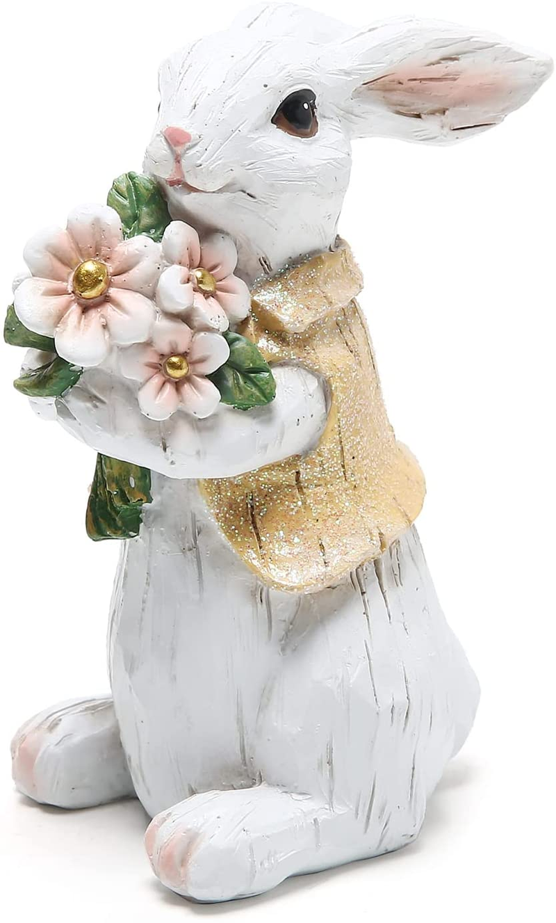 Hodao Easter Bunny Decorations Spring Home Decor Bunny Figurines(Easter White Rabbit 2Pcs) Home & Garden > Decor > Seasonal & Holiday Decorations Hodao Spring White Rabbit  