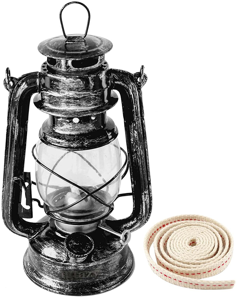Kerosene Oil Lantern for Indoor Use,1 Oil Lamp and 1 Roll of Wick, Retro Hurricane Oil Lantern for Home Emergency Use (9.45inch Tall) Home & Garden > Lighting Accessories > Oil Lamp Fuel Igtazy 9.45inch Tall  