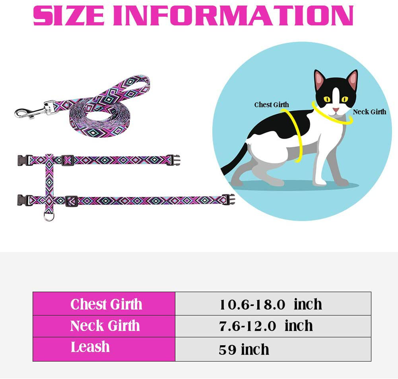 Jamktepat Cat Harness and Leash Set Geometric Pattern Escape Proof Adjustable for Kitty Outdoor Walking Animals & Pet Supplies > Pet Supplies > Cat Supplies > Cat Apparel Jamktepat   