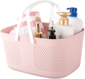 Rejomiik Portable Shower Caddy Basket Plastic Organizer Storage Basket with Handle/Drainage Holes, Toiletry Tote Bag Bin Box for Bathroom, College Dorm Room Essentials, Kitchen, Camp, Gym - Pink Sporting Goods > Outdoor Recreation > Camping & Hiking > Portable Toilets & Showers rejomiik A-pink Large 