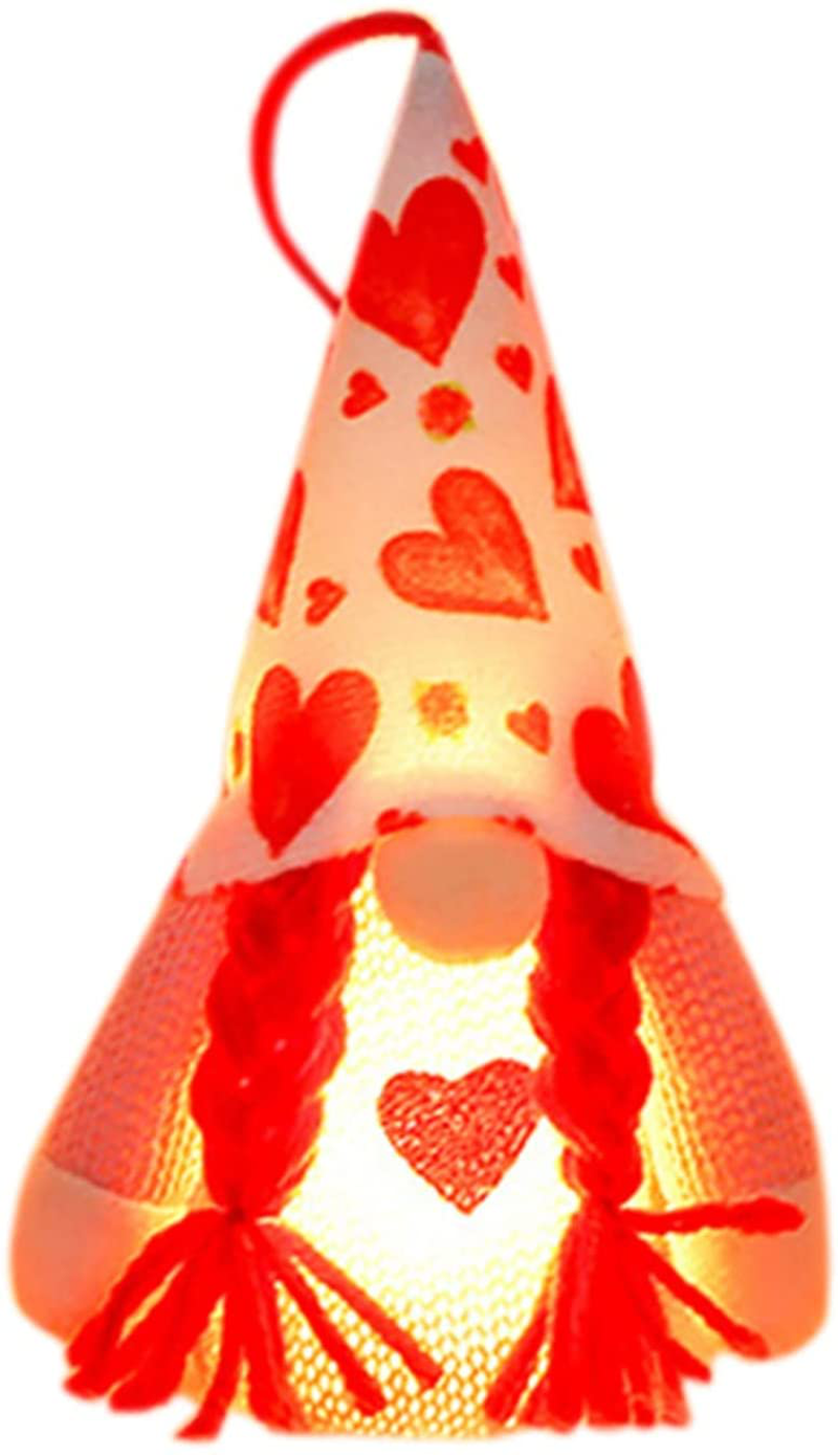 Valentines Day Gnome LED Lights, Glowing Dwarf Doll Plush Pendant Handmade Valentine'S Lights Toy Gifts Light up Valentine'S Day Pendant Home Office Table Decoration (A) Home & Garden > Lighting > Lighting Fixtures Eme-rald