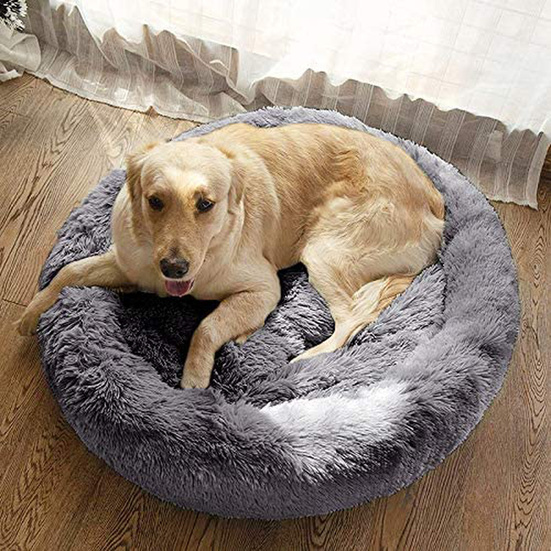 MFOX Calming Dog Bed (L/XL/XXL/XXXL) for Medium and Large Dogs Comfortable Pet Bed Faux Fur Donut Cuddler up to 25/35/55/100Lbs  MFOX   