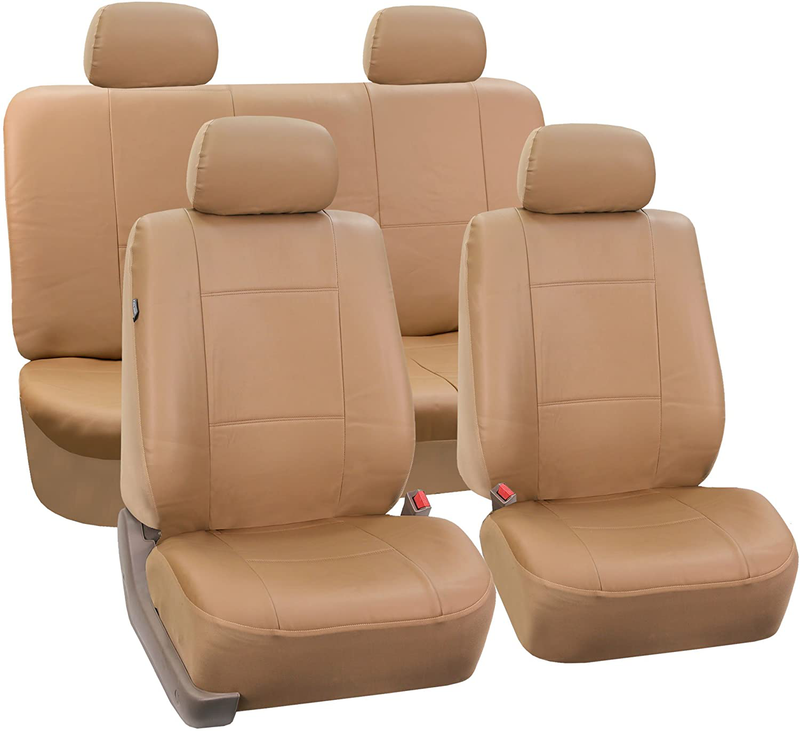 FH-PU001114 PU Leather Car Seat Covers Solid Tan color Vehicles & Parts > Vehicle Parts & Accessories > Motor Vehicle Parts > Motor Vehicle Seating ‎FH Group Solid Tan Full Set Full Set 