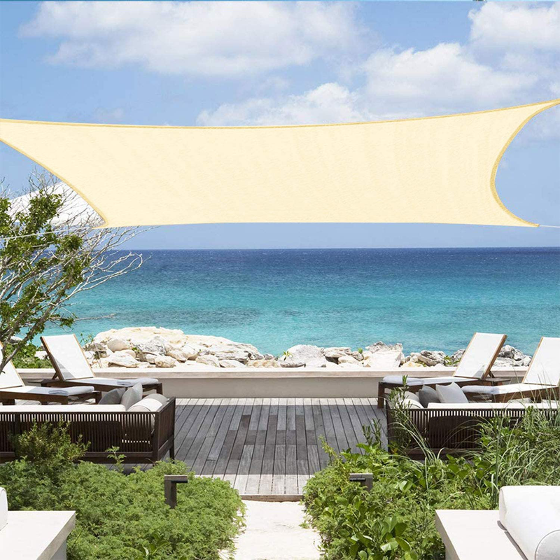 Shade&Beyond Sun Shade Sail Rectangle Canopy 8' x 12' Sail Shade Sand Sun Shades for Patios Home & Garden > Lawn & Garden > Outdoor Living > Outdoor Umbrella & Sunshade Accessories Shade&Beyond Cream 12'x16' 