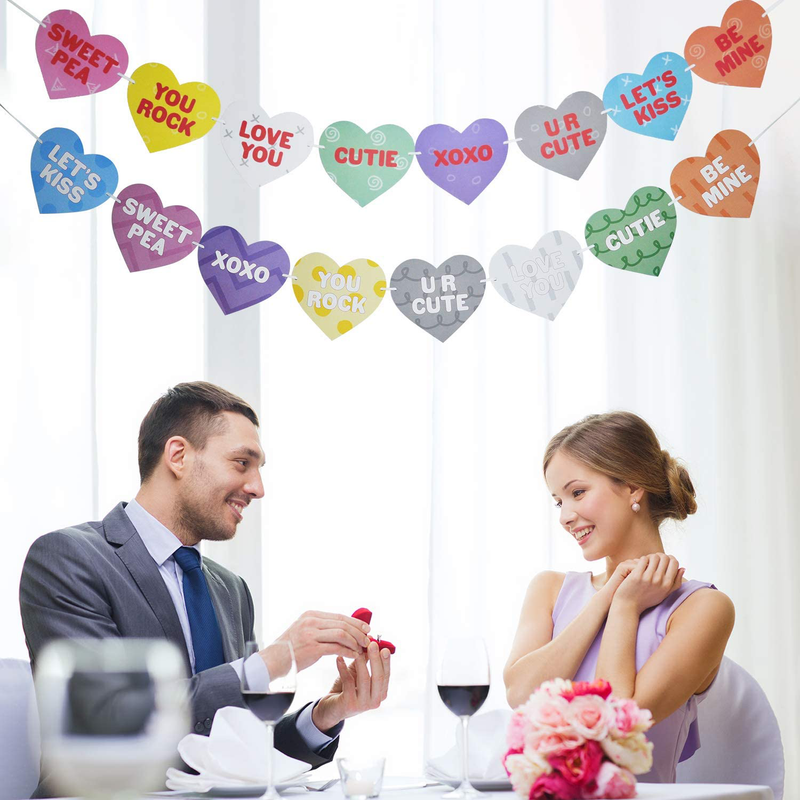 JOYIN 5 Valentines Day Heart Garland Banner Heart Shaped Ornaments Hanging Strings Heart Tags, Pre-Strung for Wedding, Birthday Party, Romantic Festive Valentine’S Photo Prop Hanging Decorations Arts & Entertainment > Party & Celebration > Party Supplies JOYIN Inc   