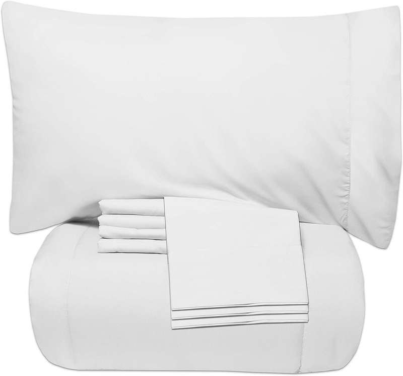 Sweet Home Collection 5 Piece Comforter Set Bag Solid Color All Season Soft Down Alternative Blanket & Luxurious Microfiber Bed Sheets, Twin, Red Home & Garden > Linens & Bedding > Bedding Sweet Home Collection White Full 