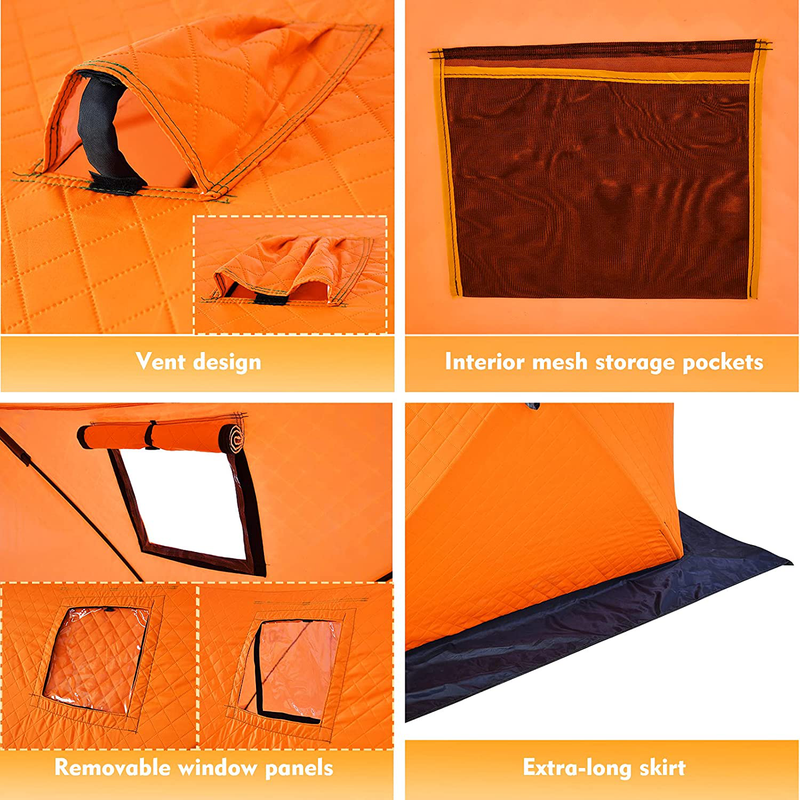 Goture Pop-Up Insulated Ice Fishing Shelter Tent - Water-Repellent Windproof Portable Angler Ice Thermal Hub Shelter Fishing Tent with Carrying Bag, Ice Anchors, Tie-Down Ropes Sporting Goods > Outdoor Recreation > Camping & Hiking > Tent Accessories Goture   