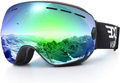 Snowboard Ski Goggles Men Women Youth, Anti Fog OTG Winter Snow Goggles Spherical Detachable Lens  EXP VISION Green  