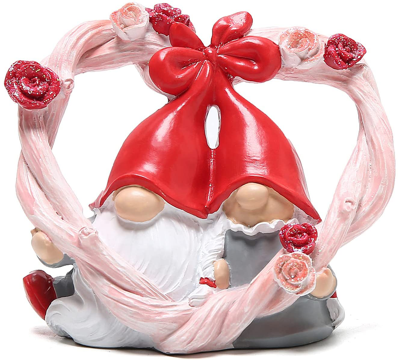 Hodao Valentines Day Decor - Valentines Day Gifts Valentine Gnomes for Valentines Day Decoration Home Ornaments Table Decor Valentines Gnomes Resin Decor Gifts (Wreath)