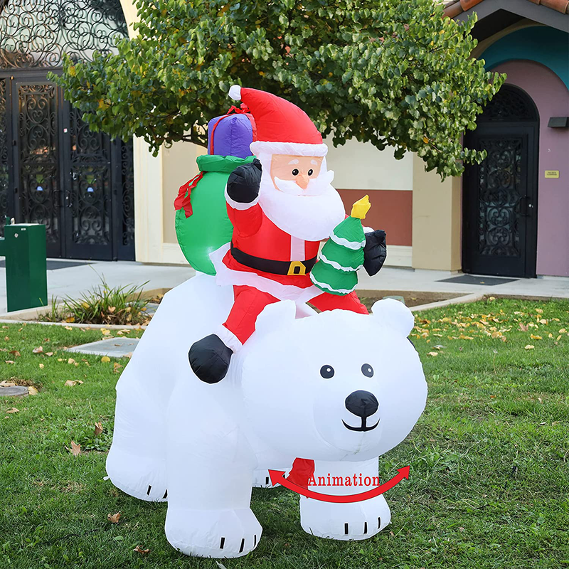 GOOSH 6 FT Length Christmas Inflatables Outdoor Santa Clause Riding The Polar Bear with Shaking Head, Blow Up Decoration Clearance with LED Lights Built-in for Holiday/Christmas/Party/Yard/Garden Home & Garden > Decor > Seasonal & Holiday Decorations& Garden > Decor > Seasonal & Holiday Decorations GOOSH   