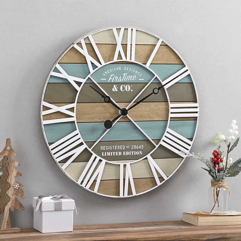 FirsTime & Co. Maritime Planks Wall Clock, 24", Multicolor Home & Garden > Decor > Clocks > Wall Clocks FirsTime & Co. Multi-color & White  