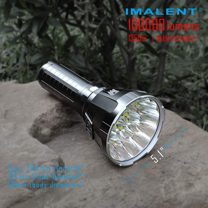 IMALENT MS18 Brightest Flashlight 100,000 Lumens, 18Pcs XHP70 2Nd Leds,Long Throw up to 1350 Meters, with OLED Display and Built-In Cooling Tools (MS18W Warm White Light) Sporting Goods > Outdoor Recreation > Camping & Hiking > Camping Tools IMALENT   