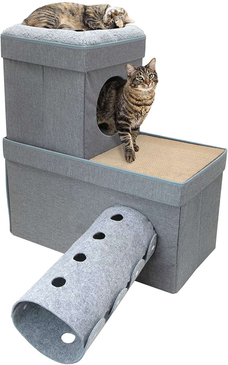 Kitty City Large Stackable Tan Cat Condo, Cat Cube, Cat House, Pop up Bed, Cat Ottoman Animals & Pet Supplies > Pet Supplies > Cat Supplies > Cat Beds Kitty City Mansion  