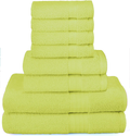 Glamburg Ultra Soft 8 Piece Towel Set - 100% Pure Ring Spun Cotton, Contains 2 Oversized Bath Towels 27x54, 2 Hand Towels 16x28, 4 Wash Cloths 13x13 - Ideal for Everyday use, Hotel & Spa - Light Grey Home & Garden > Linens & Bedding > Towels GLAMBURG Neon Green  