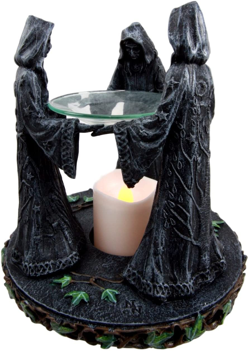 Ebros Triple Goddess Maiden Expectant Mother and Crone Pagan Decorative Candle Holder Oil Wax Warmer Diffuser Figurine 5.75" H Moon Celestial Occultism Spiritualism Supernatural Forces Decor Home & Garden > Decor > Home Fragrance Accessories > Candle Holders Ebros Gift   