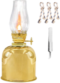 rnuie Oil Lamps for Indoor Use,Metal Kerosene Lamp with 3 Wicks(7-inch/pcs) and Tweezers,Vintage Hurricane Lantern for Home Emergency Lighting,Outdoor Use (Gold) Home & Garden > Lighting Accessories > Oil Lamp Fuel rnuie Gold  