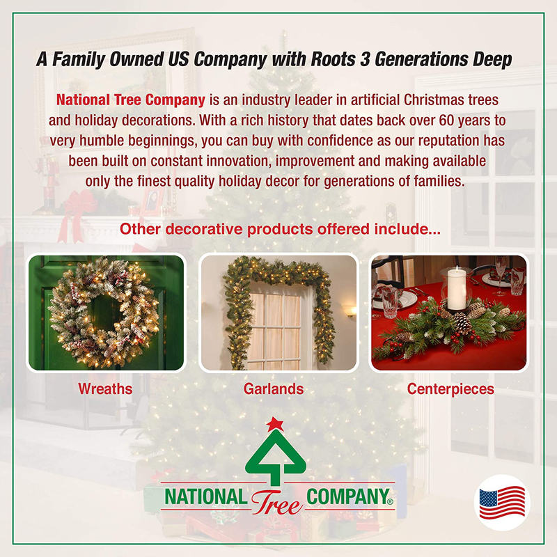 National Tree Company 'Feel Real' Pre-lit Artificial Christmas Tree | Includes Pre-strung White Lights, with Bark Pole, PowerConnect and Stand | Glenwood Fir - 7.5 ft