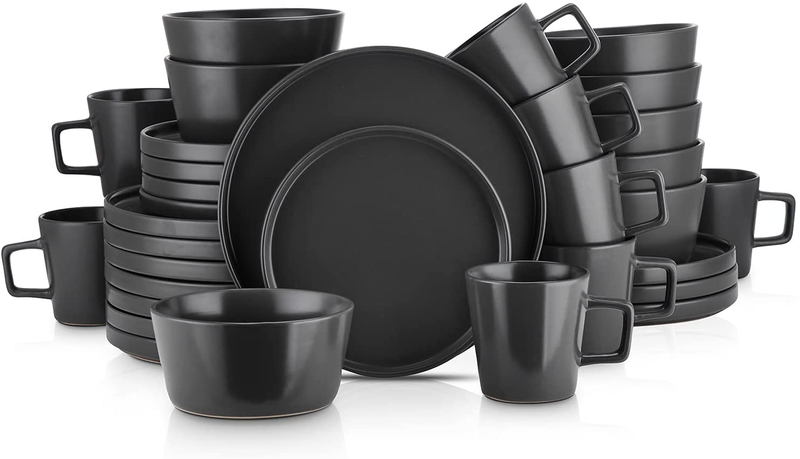 Stone Lain Coupe Dinnerware Set, Service For 4, Black Matte Home & Garden > Kitchen & Dining > Tableware > Dinnerware Stone Lain Matte Black Service For 8 