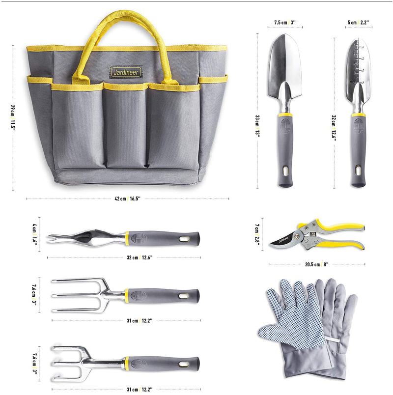 Jardineer Garden Tools Set, 8PCS Heavy Duty Garden Tool Kit with Outdoor Hand Tools, Garden Gloves and Storage Tote Bag, Gardening Tools Gifts for Women and Men Home & Garden > Lawn & Garden > Gardening > Gardening Tools > Gardening Sickles & Machetes Jardineer   