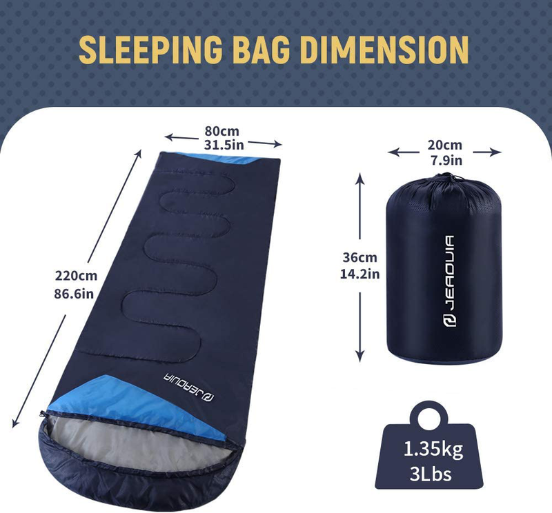 Sleeping Bags for Adults Backpacking Lightweight Waterproof- Cold Weather Sleeping Bag for Girls Boys Mens for Warm Camping Hiking Outdoor Travel Hunting with Compression Bags Sporting Goods > Outdoor Recreation > Camping & Hiking > Sleeping Bags JEAOUIA   