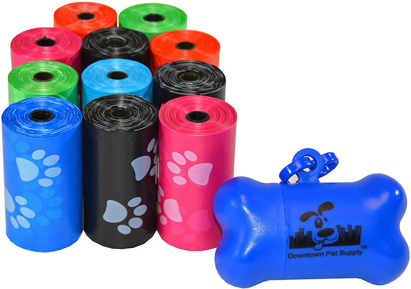 Downtown Pet Supply Dog Pet Waste Poop Bags with Leash Clip and Bag Dispenser - 180, 220, 500, 700, 880, 960, 2200 Bags Animals & Pet Supplies > Pet Supplies > Dog Supplies Downtown Pet Supply Rainbow with Paw Prints 220 Bags 