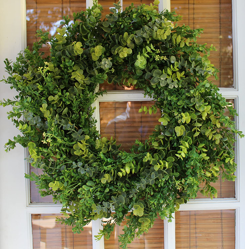 The Wreath Depot Arbor Artificial Boxwood Wreath 22 Inch, Year round Full Green Wreath, Approved for Outdoor Display, Beautiful Gift Box Included Home & Garden > Decor > Seasonal & Holiday Decorations The Wreath Depot   