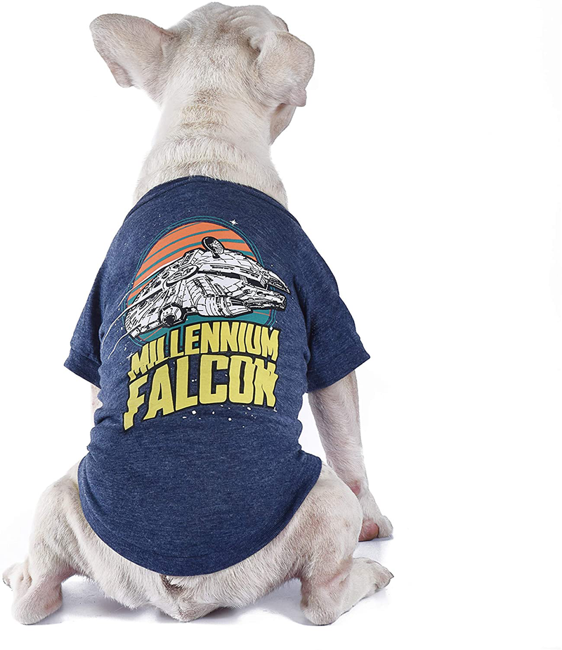 Star Wars for Pets Millennium Falcon Dog Tee, Blue - Star Wars Dog Shirt for All Sized Dogs - Soft Cute and Comfortable Dog Clothing and Apparel, Multiple Sizes Animals & Pet Supplies > Pet Supplies > Cat Supplies > Cat Apparel Marvel   