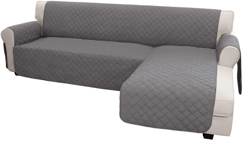 Easy-Going Sofa Slipcover L Shape Sofa Cover Sectional Couch Cover Chaise Slip Cover Reversible Sofa Cover Furniture Protector Cover for Pets Kids Children Dog Cat (Large,Dark Gray/Dark Gray) Home & Garden > Decor > Chair & Sofa Cushions Easy-Going Gray/Gray Large 