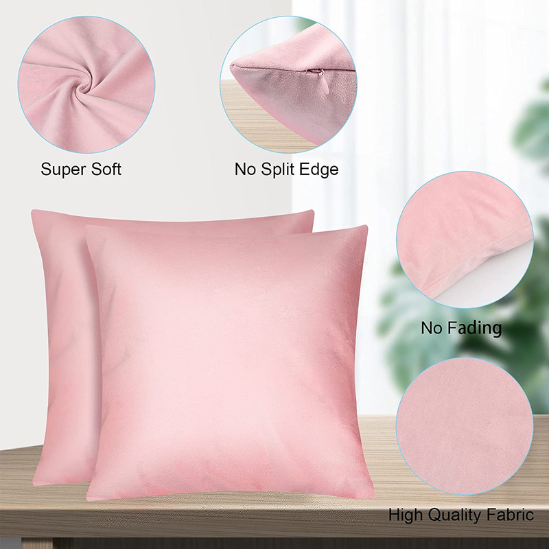 Esiposs 18 X 18 Cushion Covers Velvet Throw Pillow Covers Decorative Square Pillowcases for Bed Sofa Couch Car Office Yard, Pack of 2 Velvet Pillow Cases, Pink Home & Garden > Decor > Chair & Sofa Cushions Esiposs   