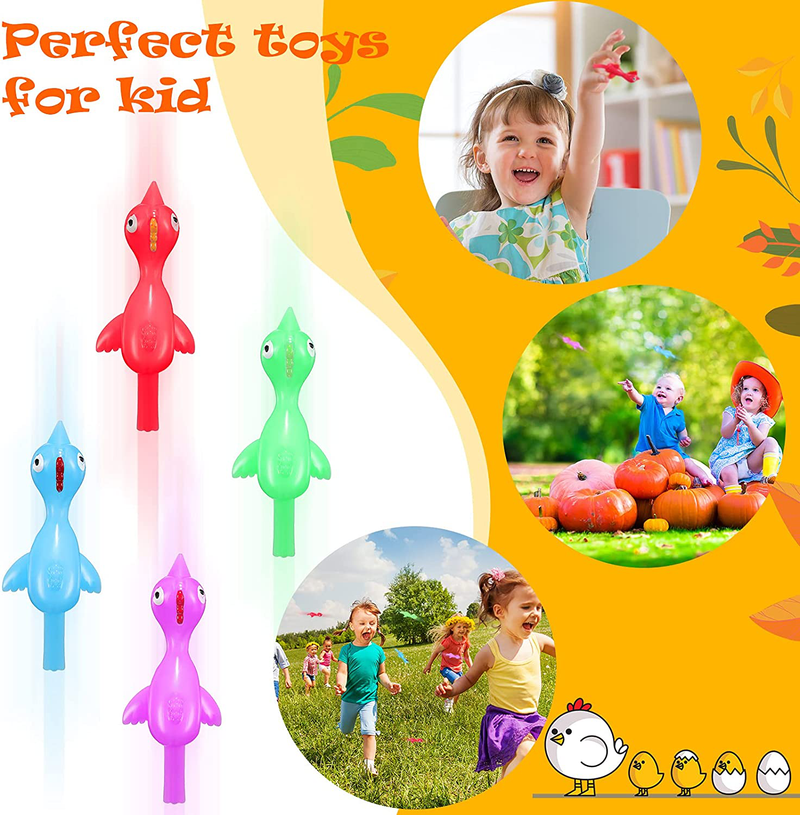Sumind 32 Pieces Sling Shot Chicken Catapult Toy, Flying Chicken Toy, Stretchy Chicken Toy for Fun Christmas Easter Chicken Party Activities for Teens