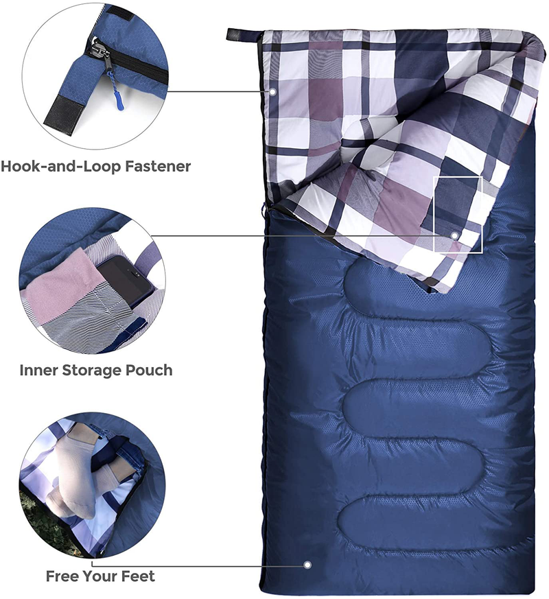 SONGMICS Sleeping Bag for Adults Boys and Girls, Washed Cotton Liner, Backpacking Hiking Camping, Warm and Cold Weather 3 Seasons, Ultralight Portable, Indoor and Outdoor, with Compression Sack Sporting Goods > Outdoor Recreation > Camping & Hiking > Sleeping Bags SONGMICS   