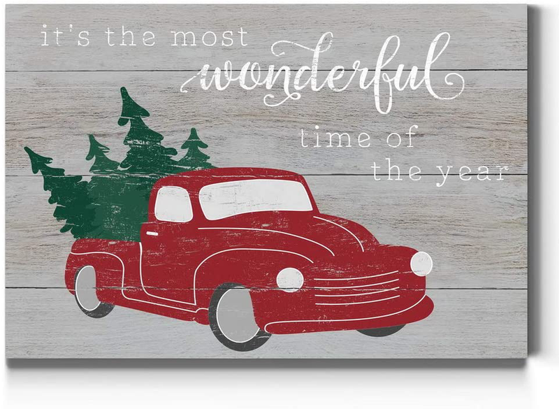 Renditions Gallery Santa's Tree Farm Wall Art, Red Truck and Christmas Trees, Snowman, Festive Decorations, Premium Gallery Wrapped Canvas Decor, Ready to Hang, 8 in H x 12 in W, Made in America Home & Garden > Decor > Seasonal & Holiday Decorations& Garden > Decor > Seasonal & Holiday Decorations Renditions Gallery The Most Wonderful Time of the Year 8X12 