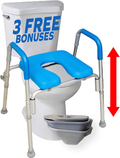 The Ultimate™ Raised Toilet Seat, Voted#1 Most Comfortable. Padded with Armrests. Adjustable Height. Premium Elevated Toilet Seat with Arms for Standard and Elongated Toilets. Sporting Goods > Outdoor Recreation > Camping & Hiking > Portable Toilets & Showers Platinum Health Blue  