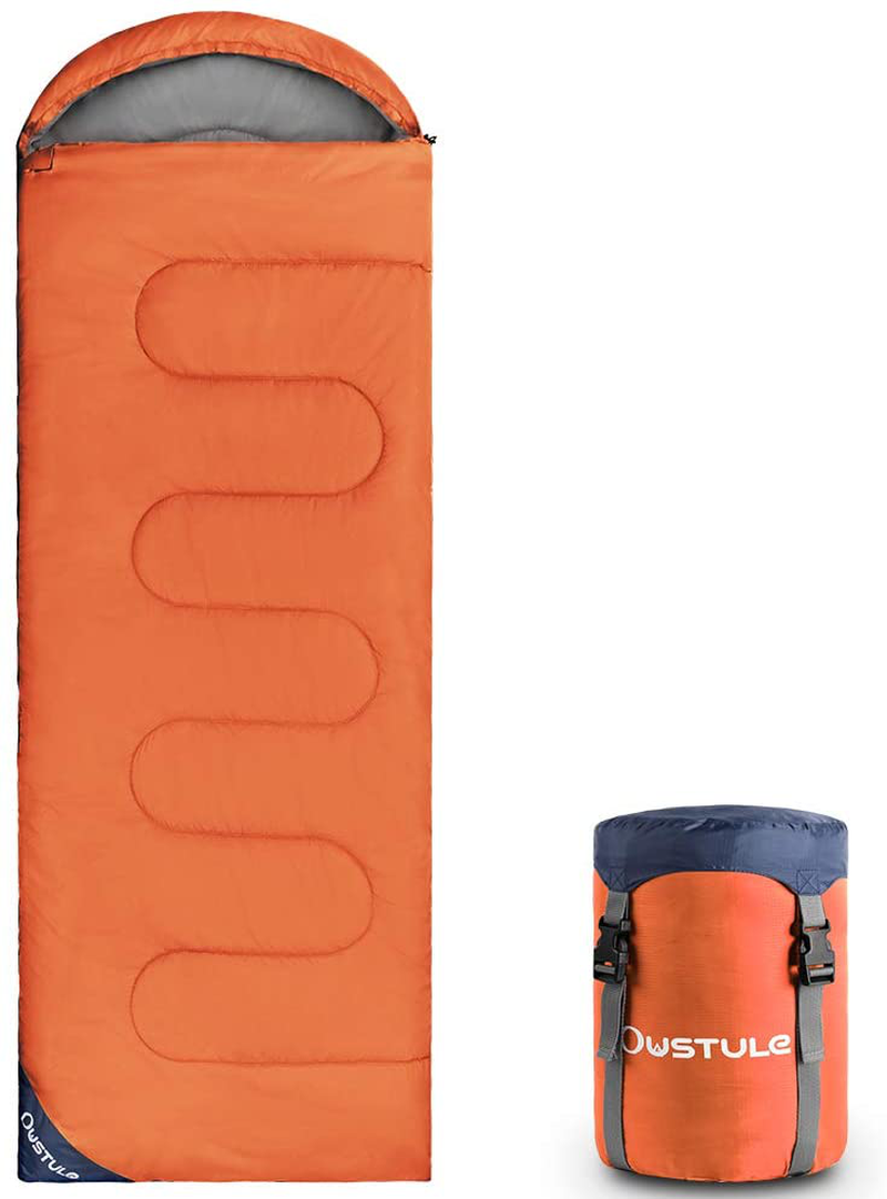 OUSTULE Camping Sleeping Bag -3 Season Warm & Cool Weather, Lightweight, Waterproof Indoor & Outdoor Use for Adults & Kids for Backpacking, Hiking, Traveling, Camping with Compression Sack Sporting Goods > Outdoor Recreation > Camping & Hiking > Sleeping Bags OUSTULE Orange-Pongee  